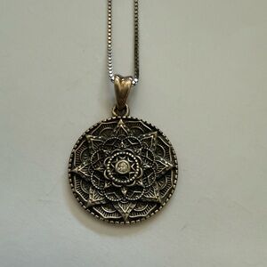 Intricate Silver Mandala Pendant Necklace